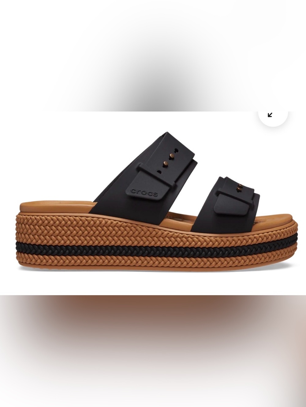 NWOT Crocs Women's Brooklyn Woven Buckle Platform Sandals Brown Black Size 7
